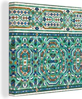 Canvas Schilderij Een traditionele Marokkaanse mozaïekdecoratie - 20x20 cm - Wanddecoratie