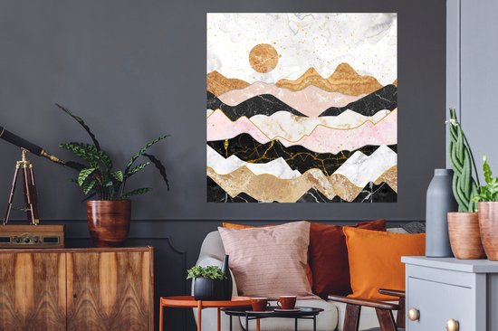 Stickers muraux - Film autocollant - Marbre - Pastel - Or - 100x100 cm - Film adhésif - Stickers muraux Chambre d'enfant - Papier peint autocollant XXL