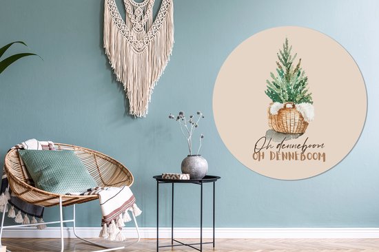 Wall Circle - Wall Circle Indoor - Noël - Citations - Oh pin oh pin - Proverbes - ⌀ 120 cm - Décoration murale - Peintures ronds XXL
