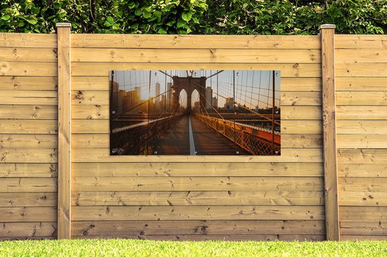 Affiche clôture Bridge de Brooklyn à New York au coucher du soleil - 200x100 cm - Toile jardin