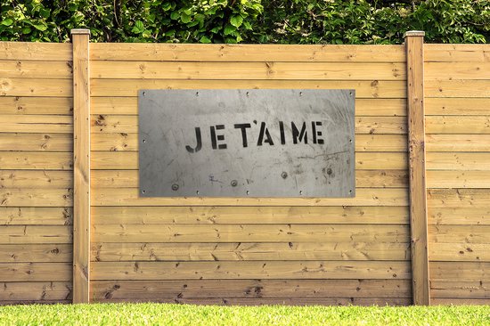 Schuttingposter Quotes - Je t'aime - Ik hou van jou - Frans - Liefde - 200x100 cm - Tuindoek