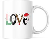 Kerst Mok met tekst: Love | Kerst Decoratie | Kerst Versiering | Grappige Cadeaus | Koffiemok | Koffiebeker | Theemok | Theebeker