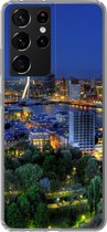 Geschikt voor Samsung Galaxy S21 Ultra hoesje - Rotterdam - Nederland - Skyline - Siliconen Telefoonhoesje