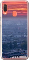 Geschikt voor Samsung Galaxy A20e hoesje - Rotterdam - Zonsondergang - Roze - Siliconen Telefoonhoesje