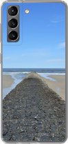 Geschikt voor Samsung Galaxy S21 hoesje - Noordzee - Strand - Water - Siliconen Telefoonhoesje