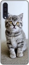 Geschikt voor Samsung Galaxy A50 hoesje - Kitten - Ogen - Geel - Meisjes - Kinderen - Jongens - Kids - Siliconen Telefoonhoesje