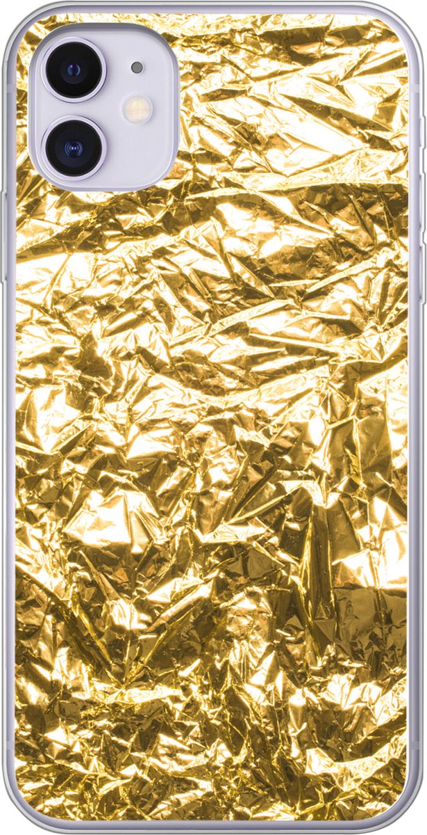 Telefoonhoesje Geschikt voor iPhone 11 hoesje - Gouden folie met een gerimpelde textuur - Siliconen Telefoonhoesje Telefoonhoesje