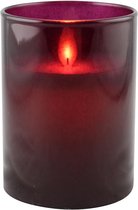 Magic Flame Led-kaars In Kaarshouder 10 X 7 Cm Glas Bordeaux