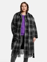 SAMOON Dames Wollen mantel met ruitmotief Black gemustert-50