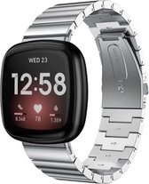 Bandje Voor Fitbit Versa 3 / Sense Stalen Schakel Band - Zilver - One Size - Horlogebandje, Armband