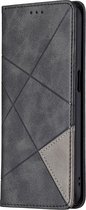 Realme 8 5G Hoesje - Mobigear - Rhombus Slim Serie - Kunstlederen Bookcase - Zwart - Hoesje Geschikt Voor Realme 8 5G