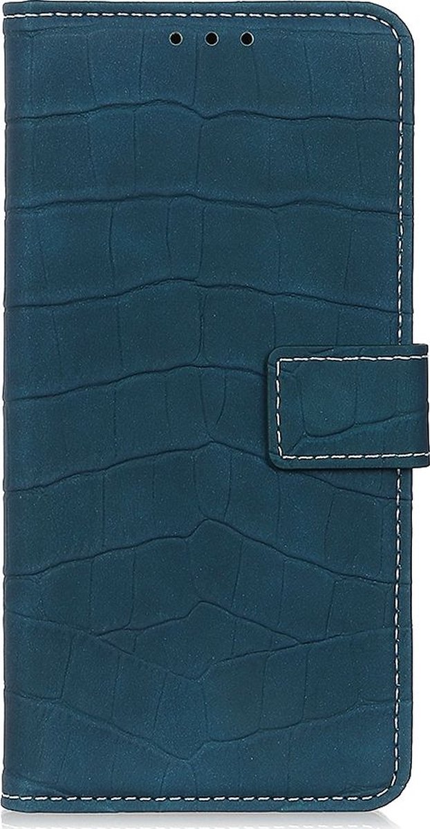 Mobigear Telefoonhoesje geschikt voor Realme 8 5G Hoesje | Mobigear Croco Bookcase Portemonnee | Pasjeshouder voor 3 Pasjes | Telefoonhoesje voor Pinpas / OV Kaart / Rijbewijs - Groen