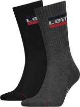 Levi's - 2-Pack Sportswear Sokken Zwart Antraciet - Heren - Maat 39-42 -
