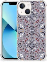 Telefoon Hoesje Geschikt voor iPhone13 mini Extreme Case met transparante rand Flower Tiles