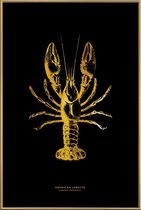 JUNIQE - Poster met kunststof lijst American Lobster gouden -40x60