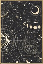 JUNIQE - Poster met kunststof lijst Astrology Wheel -40x60 /Zwart