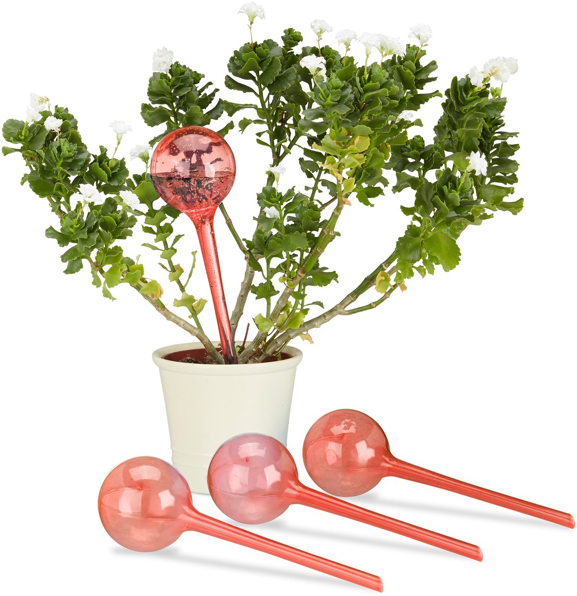 waterdruppelaar - set van 4 - watergeefsysteem - 2 weken - kamerplanten - kunststof - rood