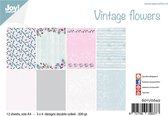Joy! Crafts Papierset - Design Vintage Flowers A4 -12 vel - 3x4 designs dubbelzijdig geprint - 20