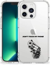 Telefoonhoesje Geschikt voor iPhone13 Pro Max Leuk TPU Backcase met transparante rand Gun Don't Touch My Phone