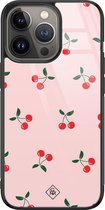 iPhone 13 Pro hoesje glass - Kersjes | Apple iPhone 13 Pro  case | Hardcase backcover zwart