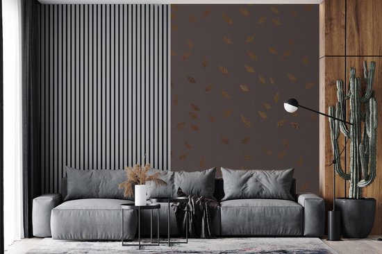 Motif Luxe de petites feuilles dorées sur fond sombre 180x280 cm