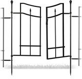 Relaxdays Tuinpoort staal - steeksysteem - tuinhek deur - hekpoort - vleugeldeur - zwart