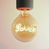 LED Lamp Filament - E27 - Voordeel pack 2 Stuks - Met tekst: Love - G125 Globe Amber - 2.5W - Extra Warmwit 2100K - Dimbaar