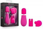 Rose - Petite Wand Vibrator Met Opzetstukken - Roze - Sextoys - Vibrators - Vibo's - Vibrator Mini