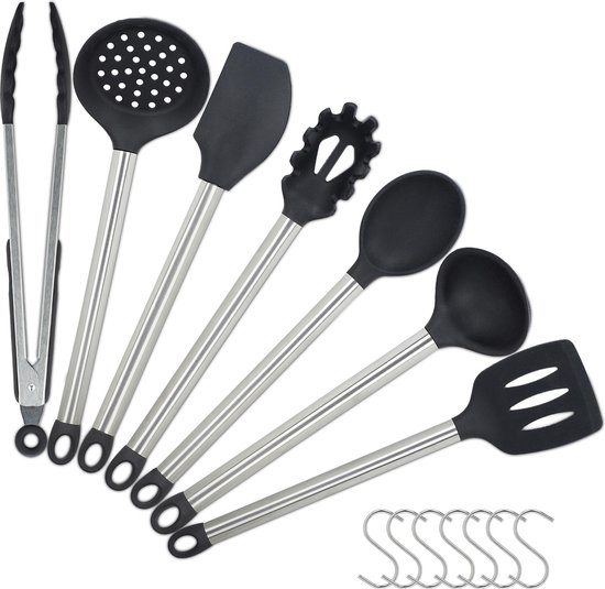 Set van 8 siliconen keukengerei – acaciahout – antikleefset keukengerei siliconen spatel grijze lepel – siliconen keukengerei set houten keukengerei set Set van 8 siliconen keukengerei – acaciahout – antikleefset keukengerei siliconen spatel grijze lepel – siliconen keukengerei set houten keukengerei set