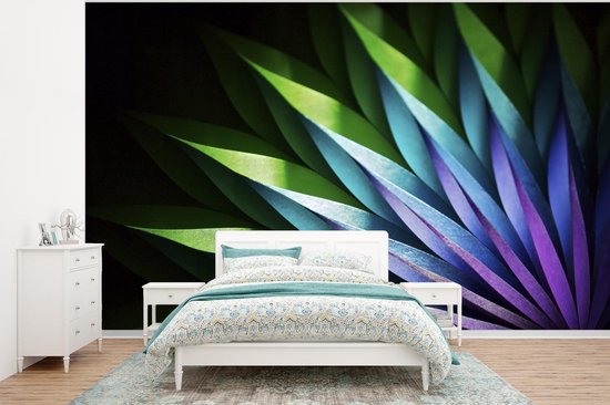 Papier peint Papier peint photo en vinyle - Fleur abstraite sur fond noir largeur 400 cm x hauteur 300 cm - Tirage photo sur papier peint (disponible en 7 tailles)