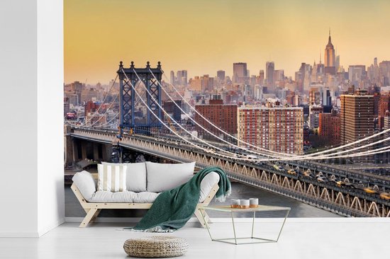 Behang - Fotobehang Manhattan Bridge in New York - Breedte 330 cm x hoogte 220 cm