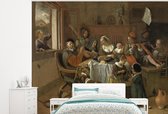 Behang - Fotobehang Het vrolijke huisgezin - Jan Steen - Breedte 275 cm x hoogte 220 cm