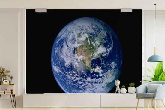 Papier peint Papier peint photo en vinyle - Image satellite de la terre avec des nuages largeur 330 cm x hauteur 240 cm - Tirage photo sur papier peint (disponible en 7 tailles)