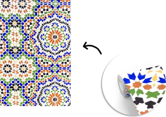 Papier peint - Papier peint photo peint Un détail de mosaïque avec de nombreuses formes différentes - Largeur 170 cm x hauteur 260 cm