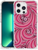 Anti Shock Case Geschikt voor iPhone13 Pro Max Telefoonhoesje met doorzichtige rand Swirl Pink