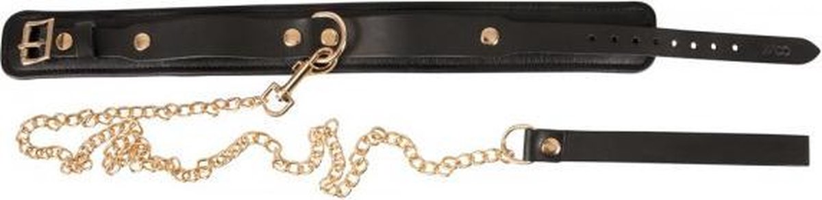 Leren Halsband met Lijn en Polsband - Zwart*