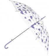 paraplu Hartjes meisjes 50 cm transparant/paars