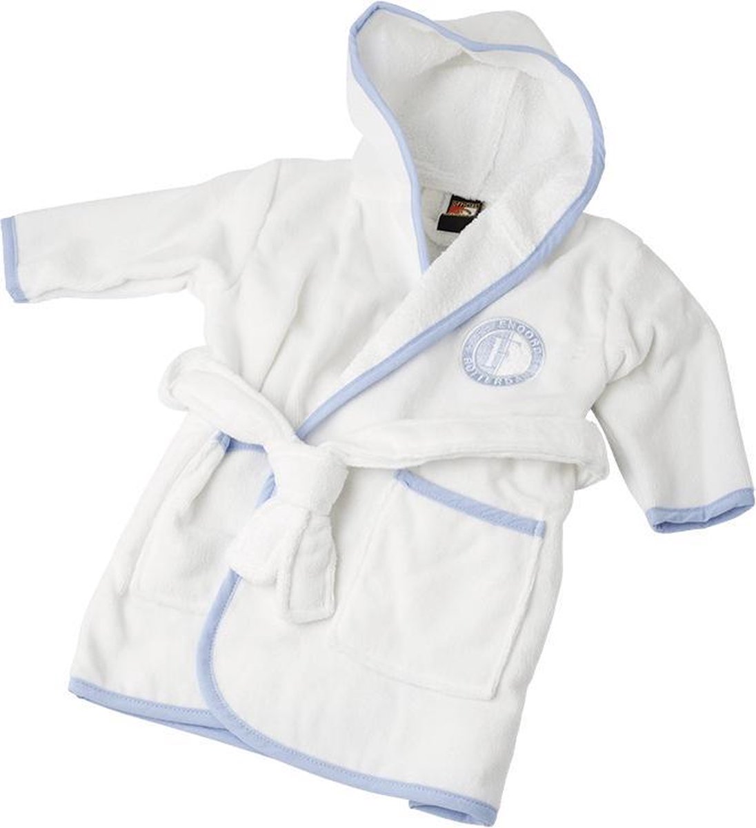 Feyenoord Badjas Baby - Wit, Blauw - 6 tot 12 maanden - Katoen - Geboorte cadeau