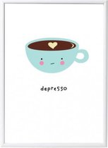 poster Depresso 42 x 29,7 cm papier wit/blauw