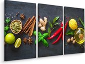 Schilderij - Verse aromatische specerijen, 3 luik, ook XXL, premium print