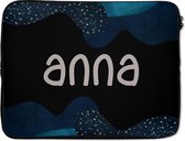 Laptophoes 15.6 inch - Anna - Pastel - Meisje - Laptop sleeve - Binnenmaat 39,5x29,5 cm - Zwarte achterkant