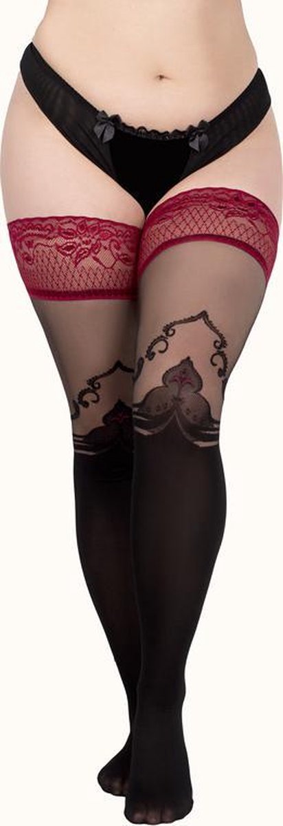 Studio Collants prachtige kousen zwart / rood 2XL+