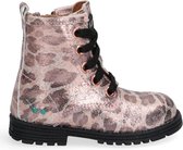 Bunnies JR Thijs Trots Meisjes Biker Boots - Roze/Print - Leer - Veters