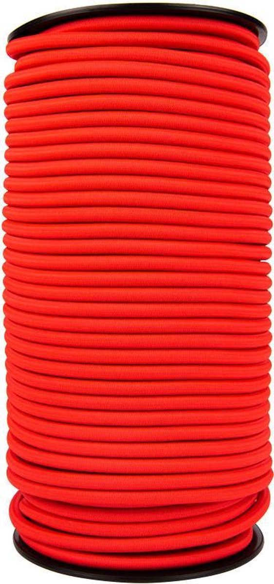 Afdekzeilwinkel - Elastisch koord 8mm rood op rol - 10 meter