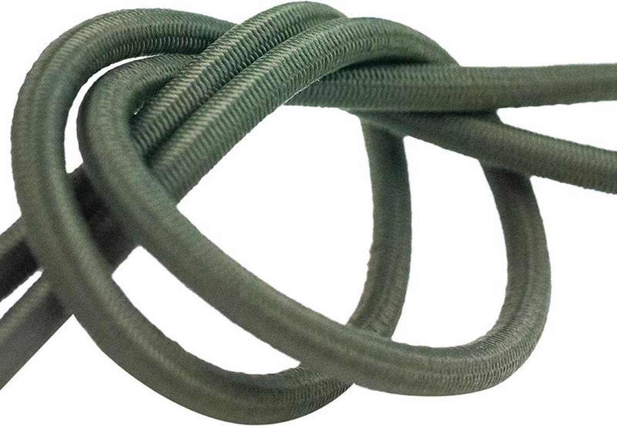 Afdekzeilwinkel - Elastisch koord 6mm legergroen op rol - 10 meter