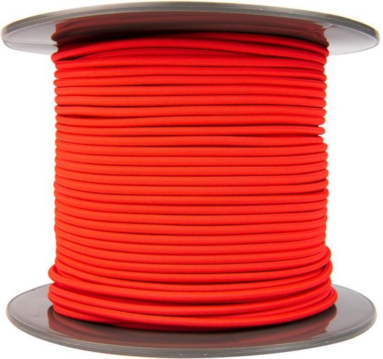 Afdekzeilwinkel - Elastisch koord 4mm rood op rol - 25 meter — afbeelding 2