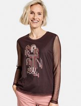 GERRY WEBER Dames Longsleeve met mesh overlay Dark Chestnut-40