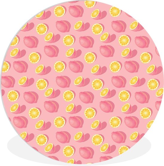 WallCircle - Wall Circle - Wall Circle Indoor - Summer - Citroen - Rose - 90x90 cm - Décoration murale - Peintures Ronds