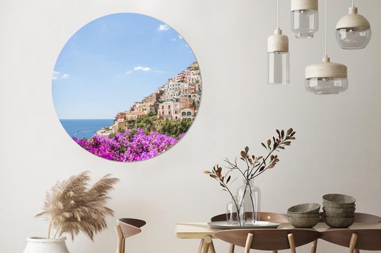 WallCircle - Wall Circle - Wall Circle Indoor - Côte Amalfitaine - Bloem - Mer - 140x140 cm - Décoration murale - Peintures Ronds