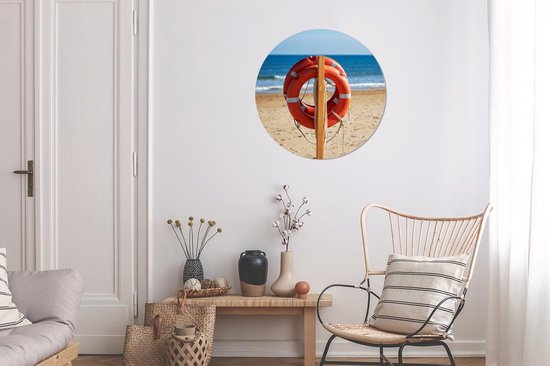 WallCircle - Wandcirkel ⌀ 60 - Boei - Strand - Reddingsboei - Ronde schilderijen woonkamer - Wandbord rond - Muurdecoratie cirkel - Kamer decoratie binnen - Wanddecoratie muurcirkel - Woonaccessoires